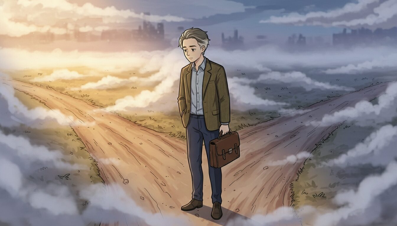 転職の分岐点に立つ男性