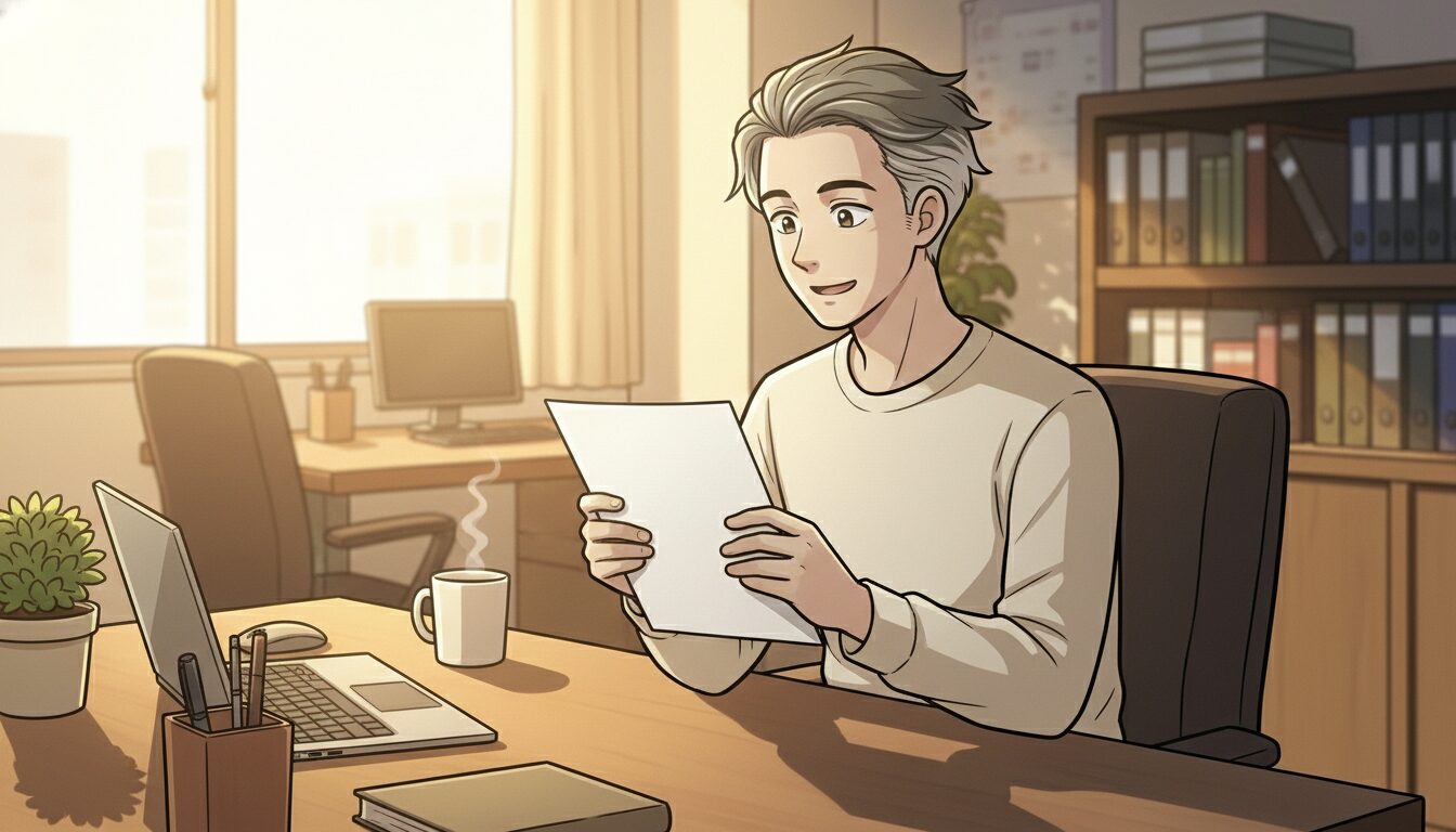 給与明細を見て驚く男性