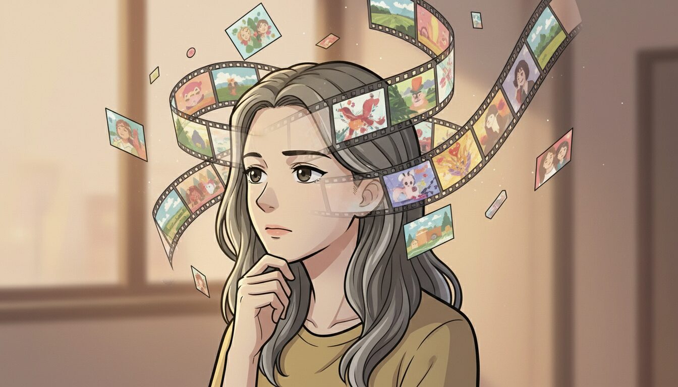 言葉を映像で考える科学者のイラスト