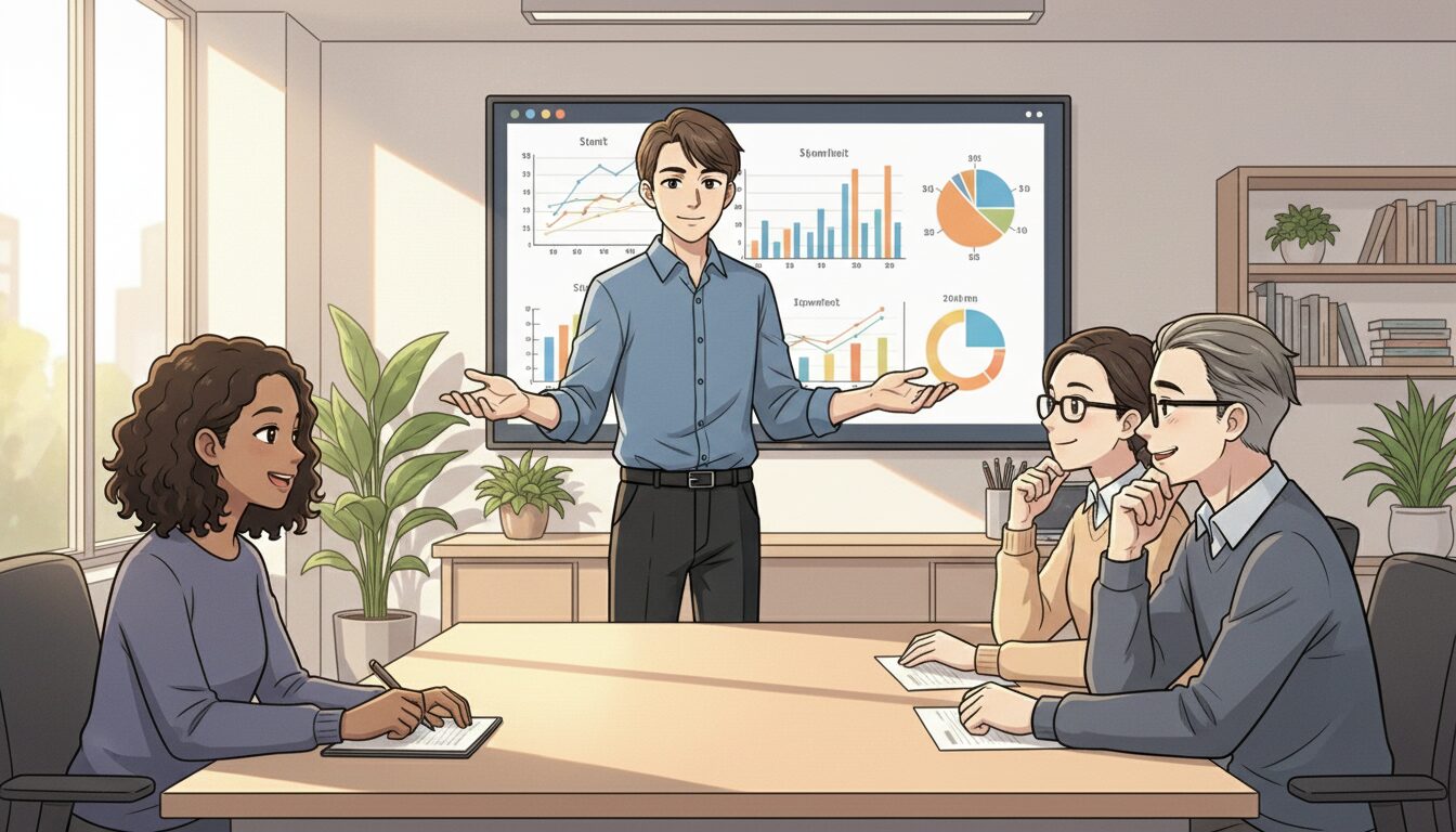 IT職場でデータ分析を発表するNeuro Diveのイメージ