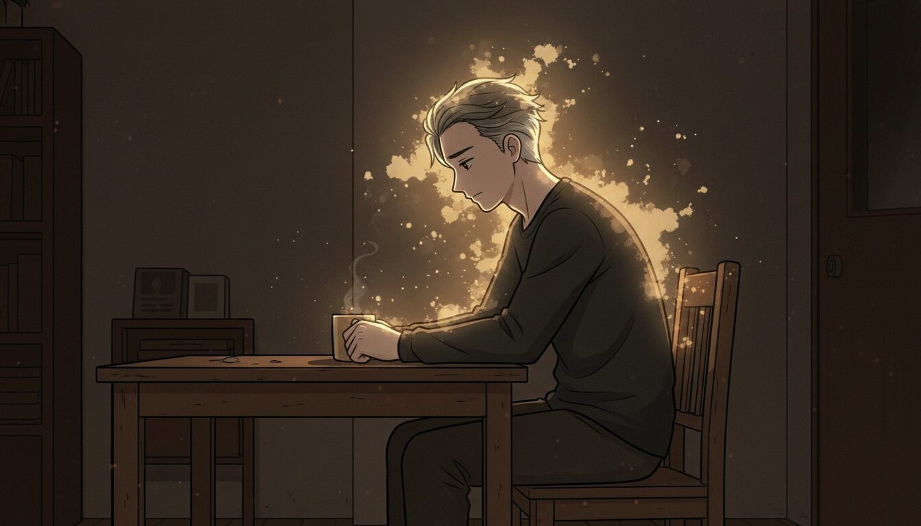 孤独の中で言葉を失う人物